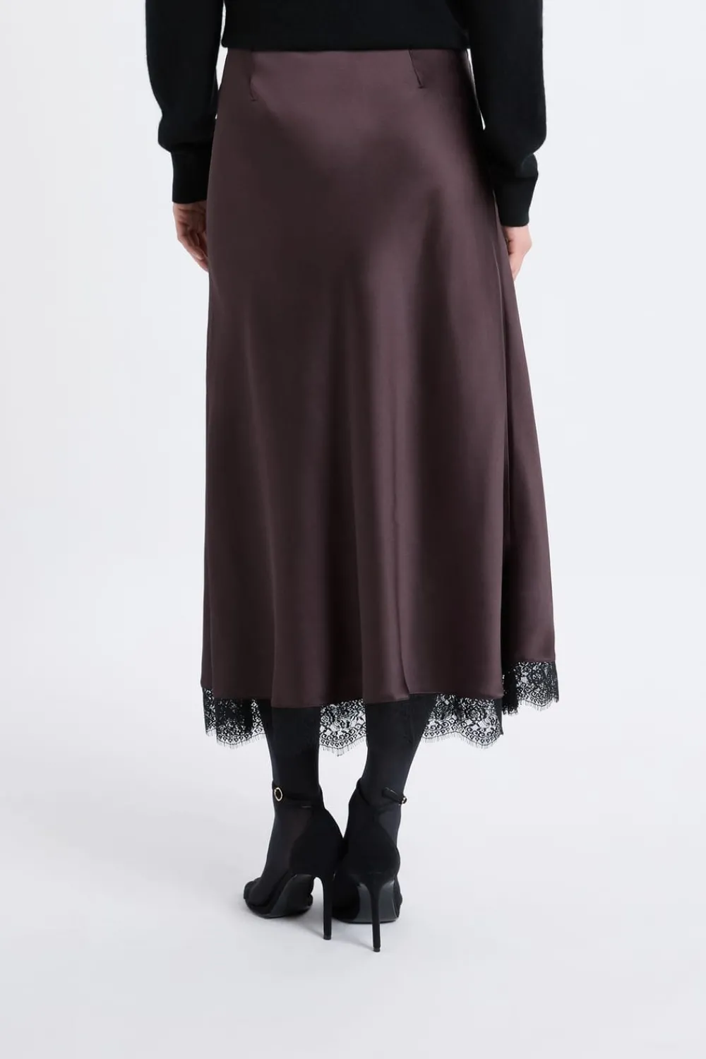 Sale ETAM Jupe longue satinée MARRON