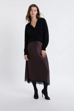 Sale ETAM Jupe longue satinée MARRON