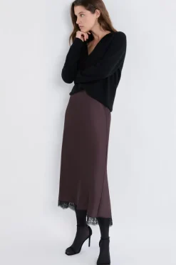 Sale ETAM Jupe longue satinée MARRON