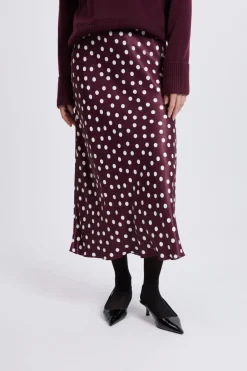 Clearance ETAM Jupe longue satinée à pois IMP FD VIOLET