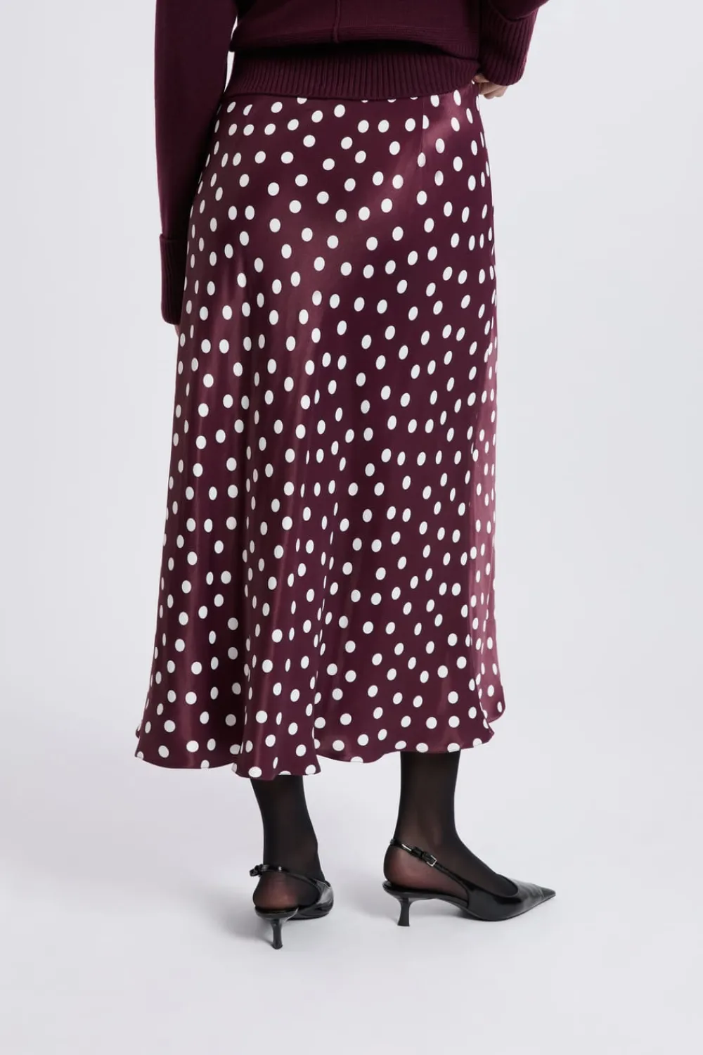 Clearance ETAM Jupe longue satinée à pois IMP FD VIOLET