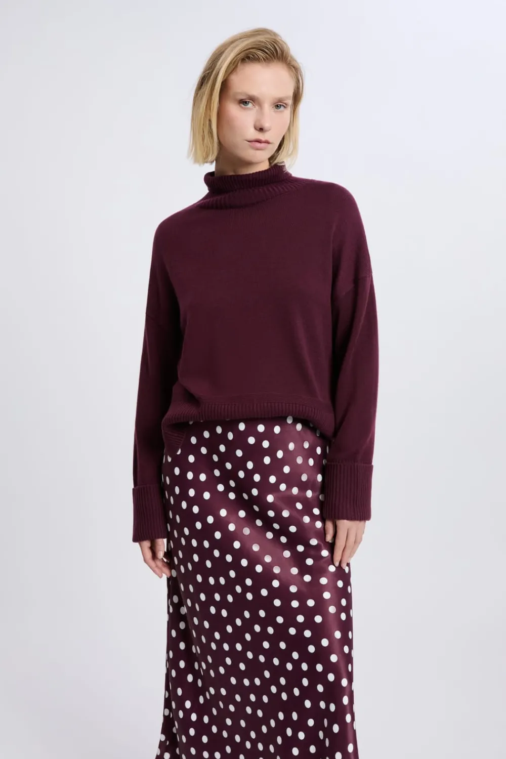 Clearance ETAM Jupe longue satinée à pois IMP FD VIOLET