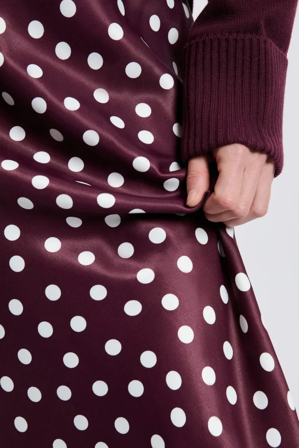 Clearance ETAM Jupe longue satinée à pois IMP FD VIOLET