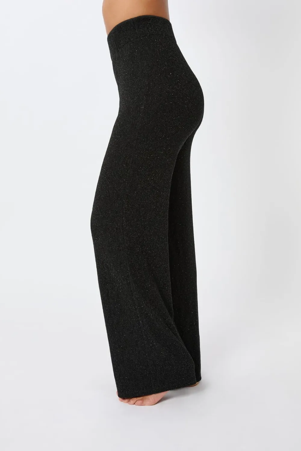 Clearance ETAM Leggings anchos tejidos brillantes NEGRO
