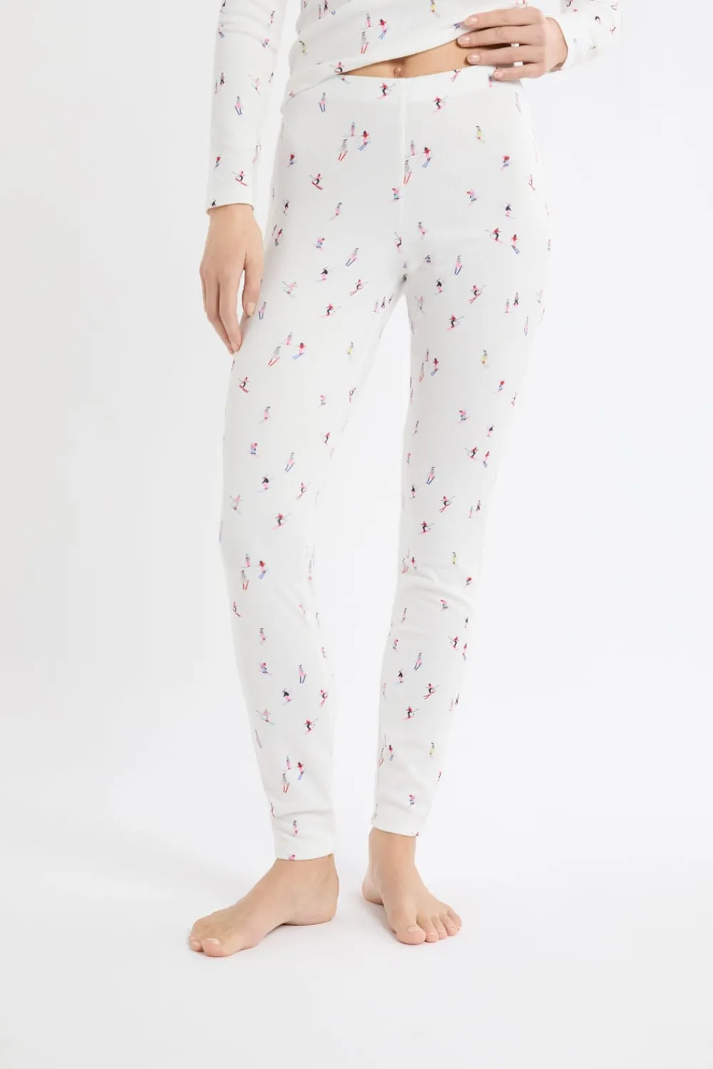 Discount ETAM Leggings de pijama con motivos de esquiadores crudo