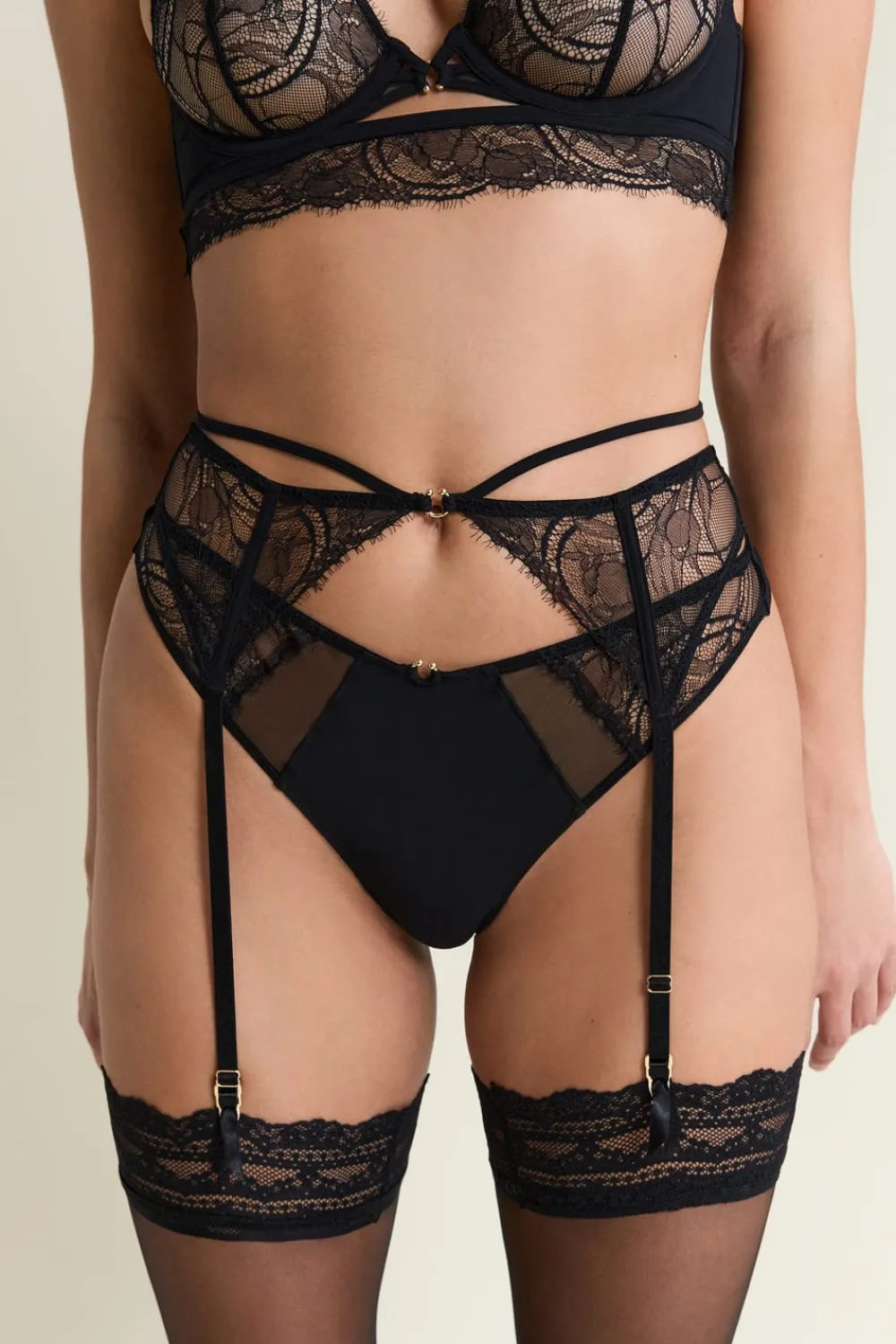 Discount ETAM Liguero de encaje NEGRO