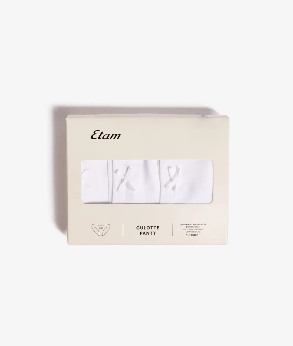 Clearance ETAM Lote de 3 braguitas de algodón BLANCO