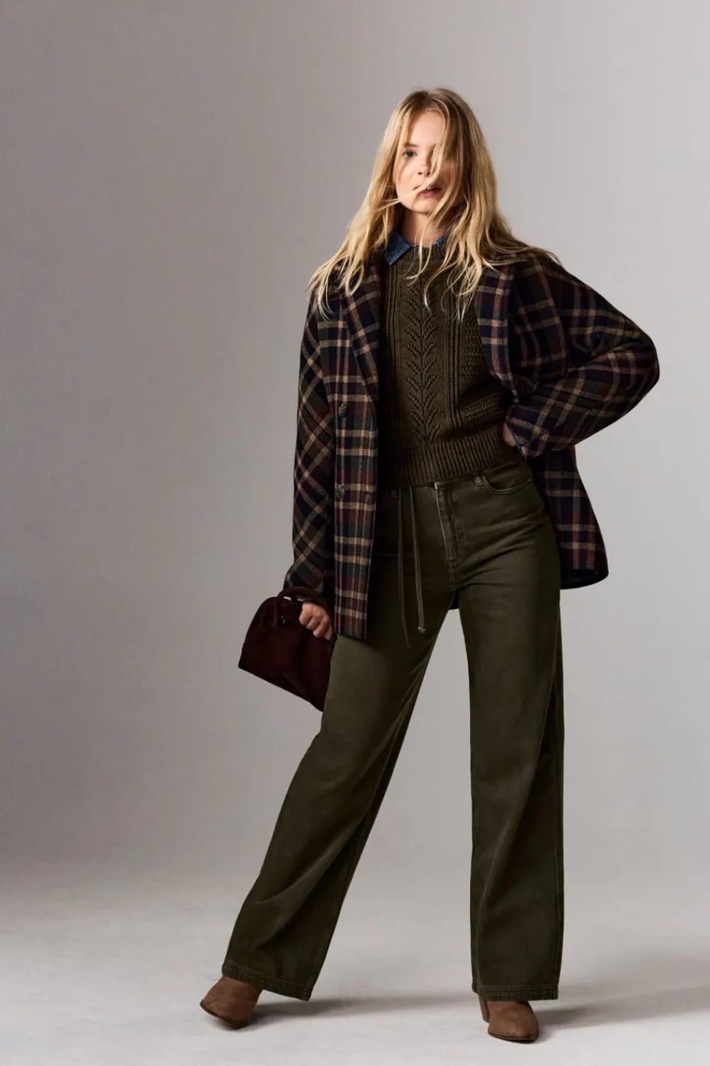 New ETAM Manteau mi-long avec laine IMP FOND VERT