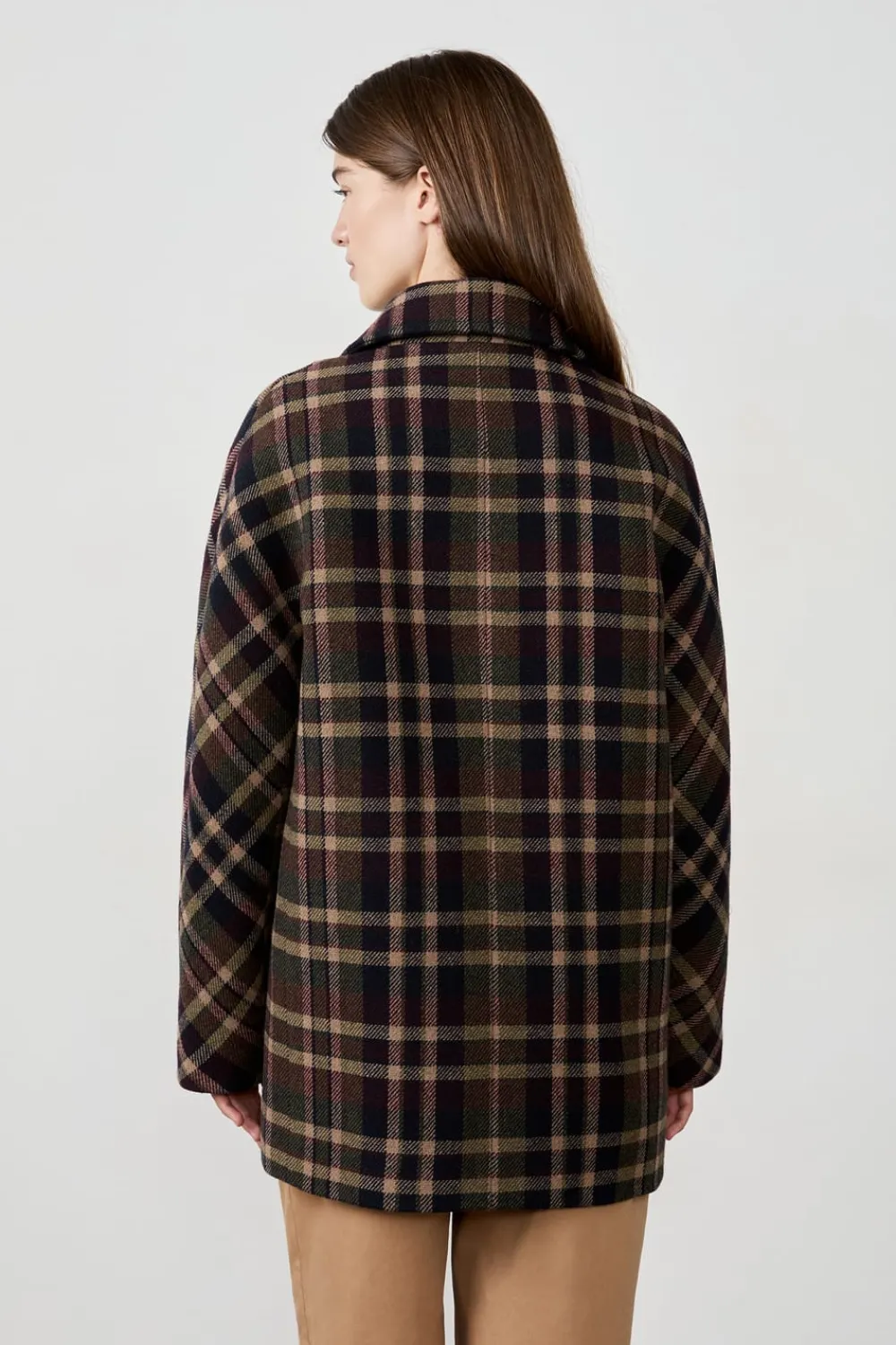 New ETAM Manteau mi-long avec laine IMP FOND VERT
