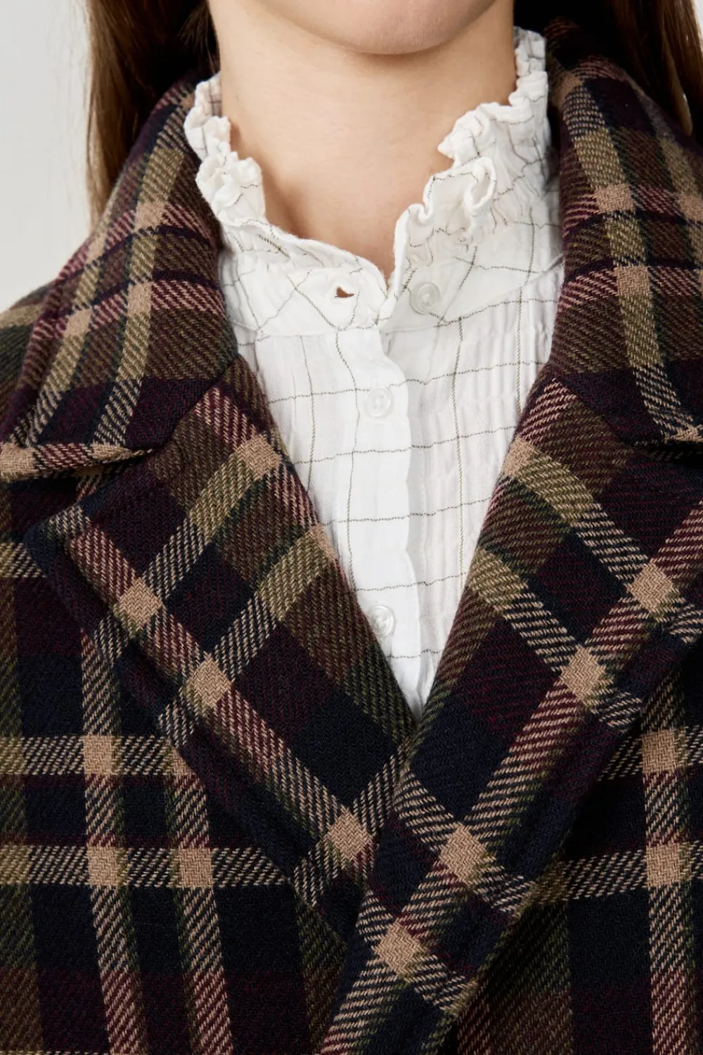 New ETAM Manteau mi-long avec laine IMP FOND VERT