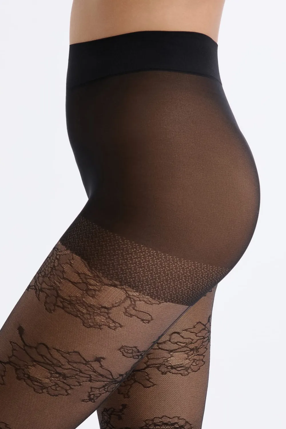 Sale ETAM Medias transparentes con flores - 15D NEGRO