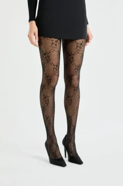 Discount ETAM Medias transparentes con motivos - rejilla NEGRO
