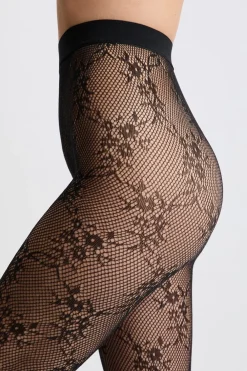 Discount ETAM Medias transparentes con motivos - rejilla NEGRO