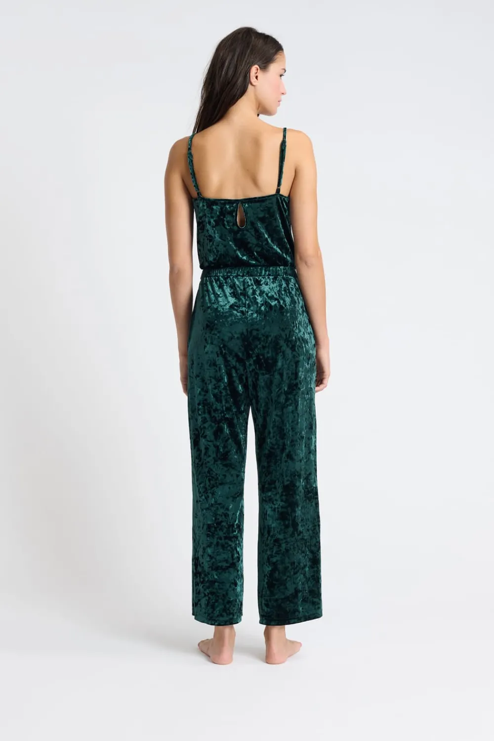 New ETAM Mono de pijama de terciopelo VERDE OSCURO