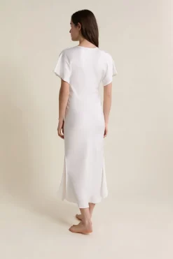 Sale ETAM Nuisette longue satinée BLANC