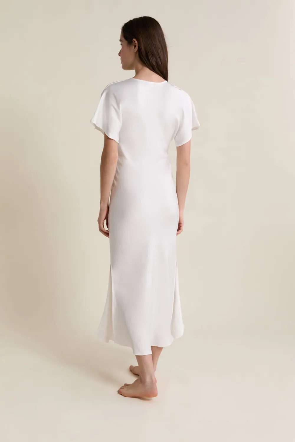 Sale ETAM Nuisette longue satinée BLANC