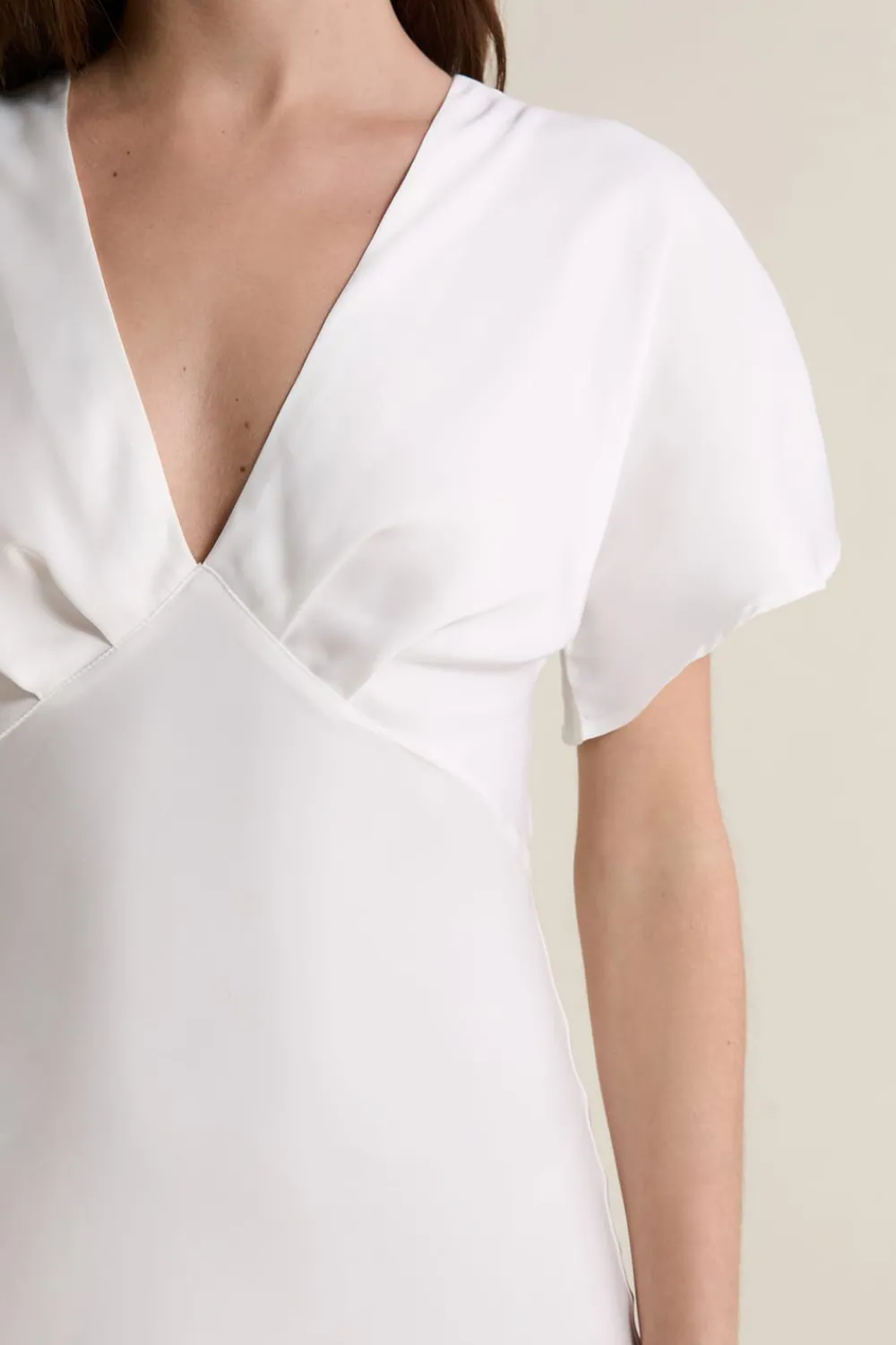 Sale ETAM Nuisette longue satinée BLANC
