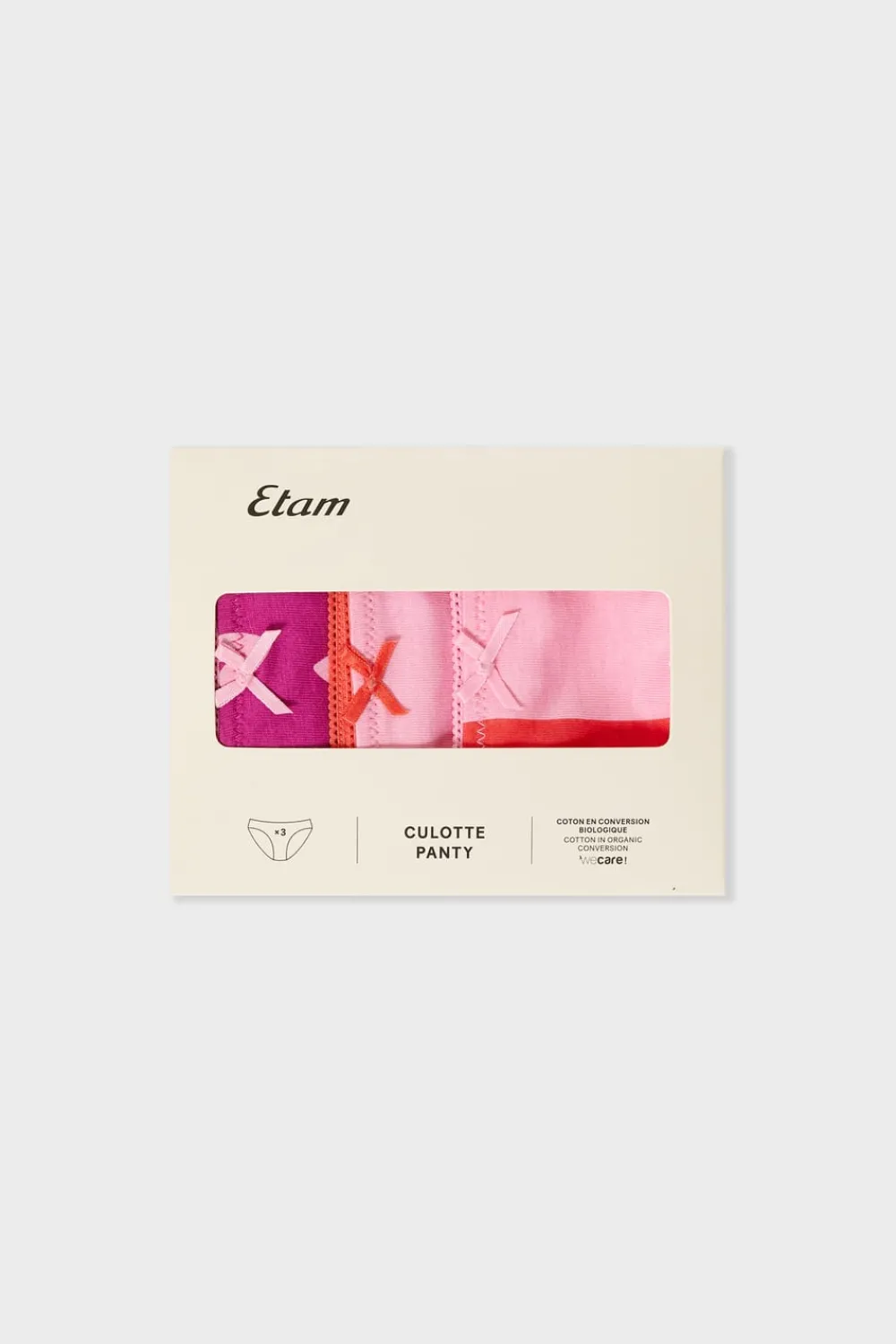 Best ETAM Pack de 3 braguitas de algodón FUCSIA