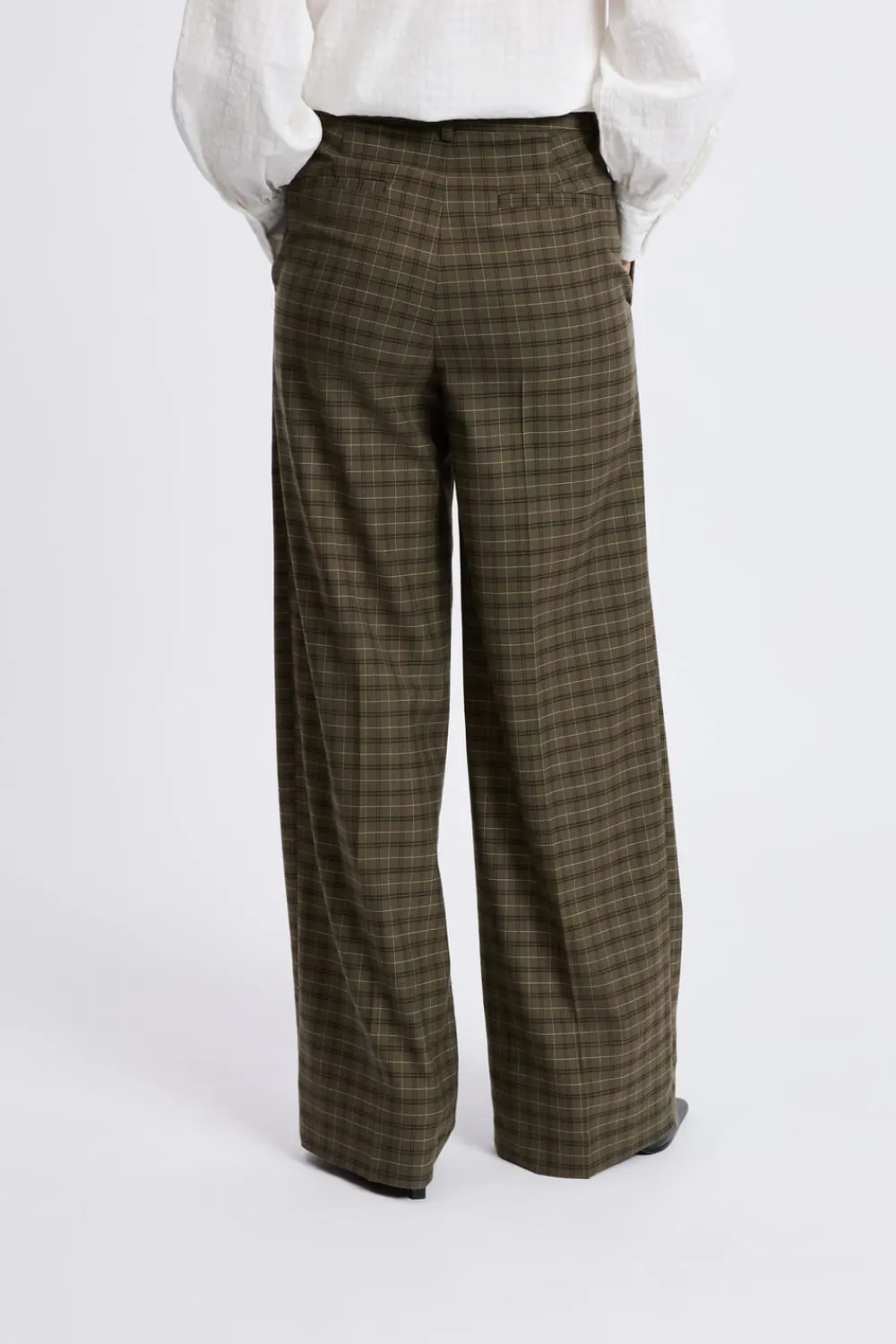 Best ETAM Pantalón ancho a cuadros CAQUI