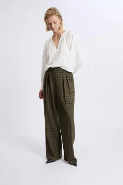 Best ETAM Pantalón ancho a cuadros CAQUI