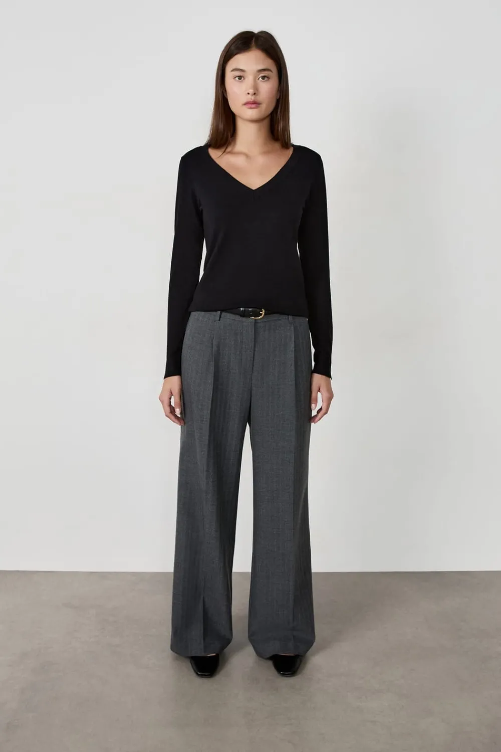 Hot ETAM Pantalón ancho de rayas tenis GRIS