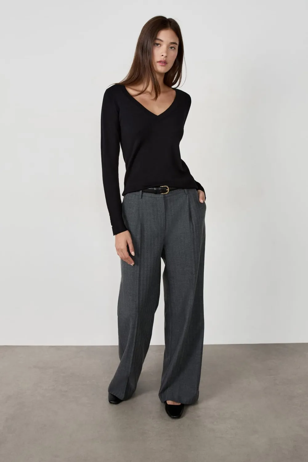 Hot ETAM Pantalón ancho de rayas tenis GRIS