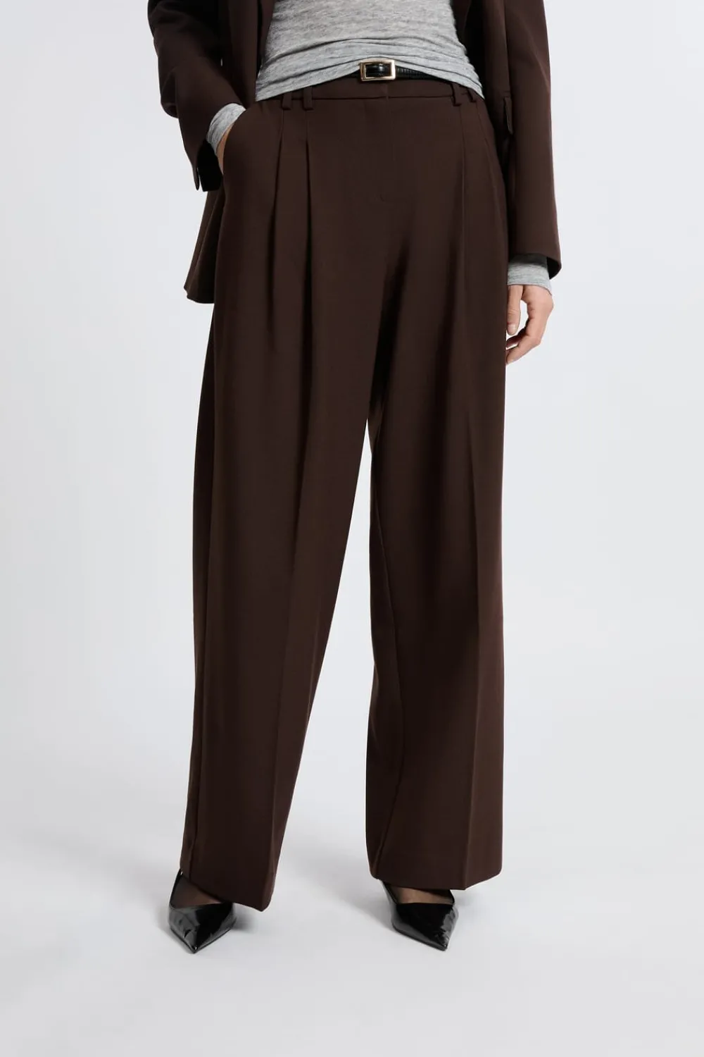 Outlet ETAM Pantalón ancho de sarga CHOCOLATE