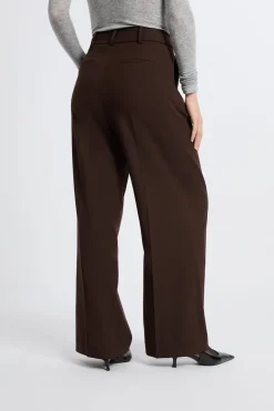 Outlet ETAM Pantalón ancho de sarga CHOCOLATE