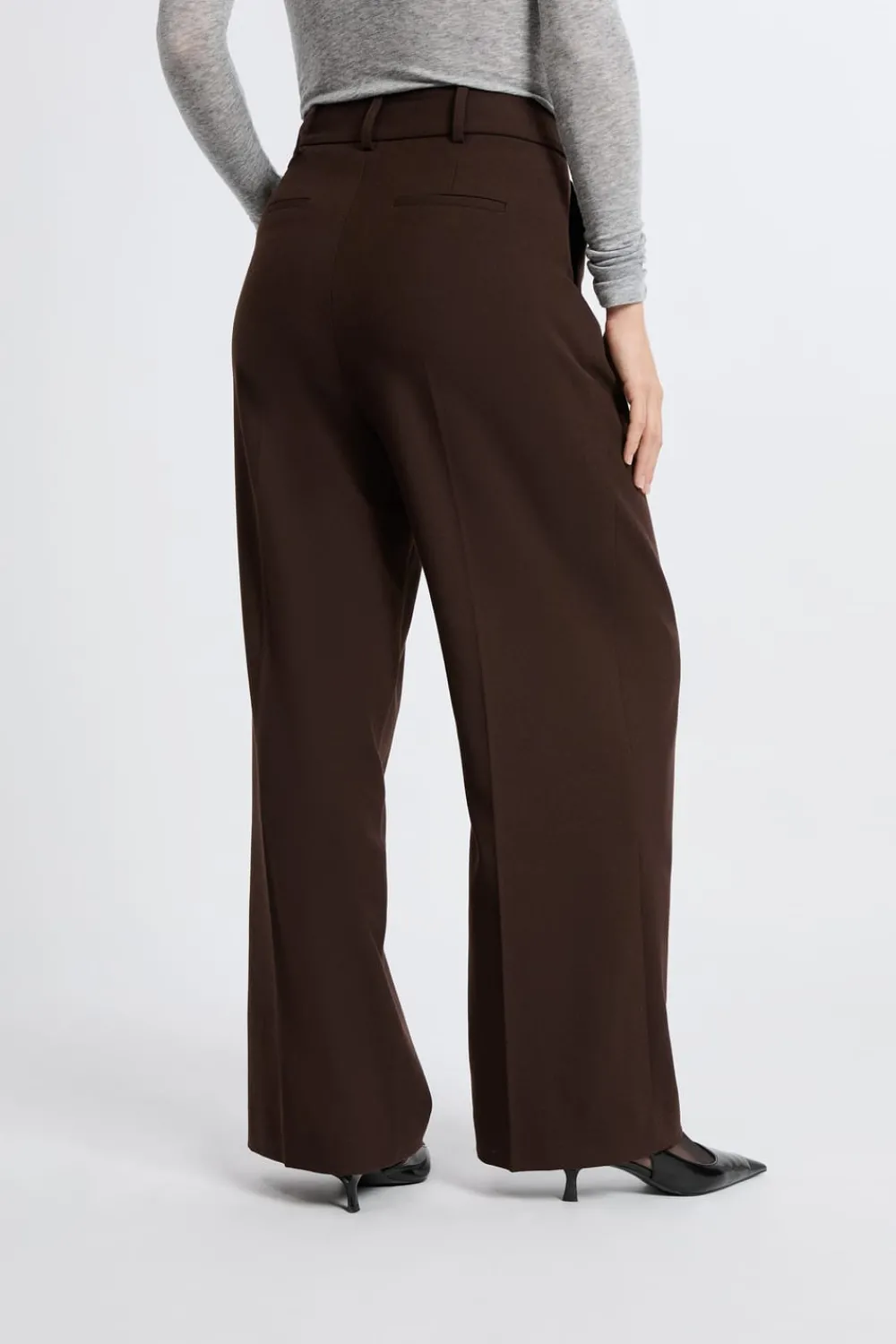 Outlet ETAM Pantalón ancho de sarga CHOCOLATE