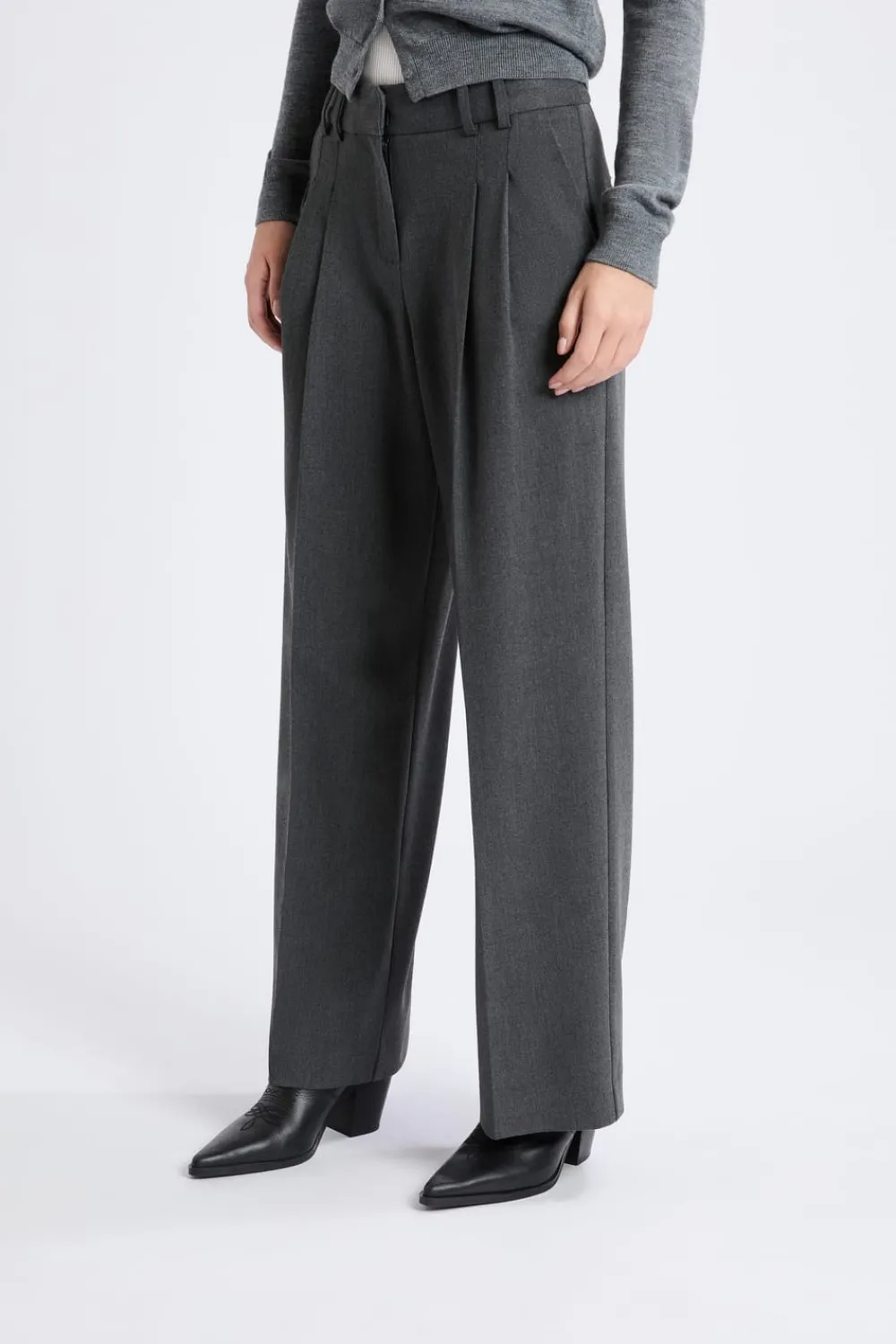 ETAM Pantalón ancho de sarga ANTRACITA