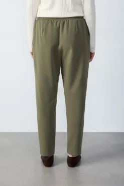 Clearance ETAM Pantalón corte cigarette con lazada ARCILLA