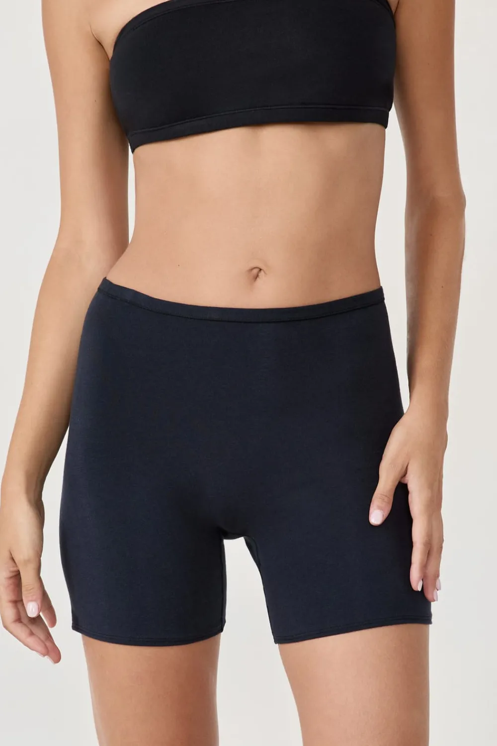 Outlet ETAM Pantalón corto de ciclismo de algodón orgánico elástico NEGRO