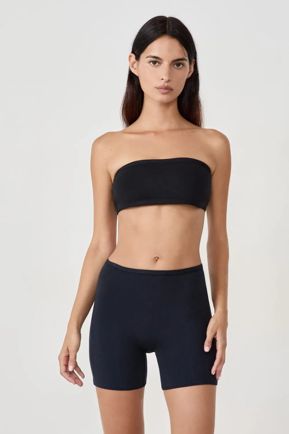 Outlet ETAM Pantalón corto de ciclismo de algodón orgánico elástico NEGRO