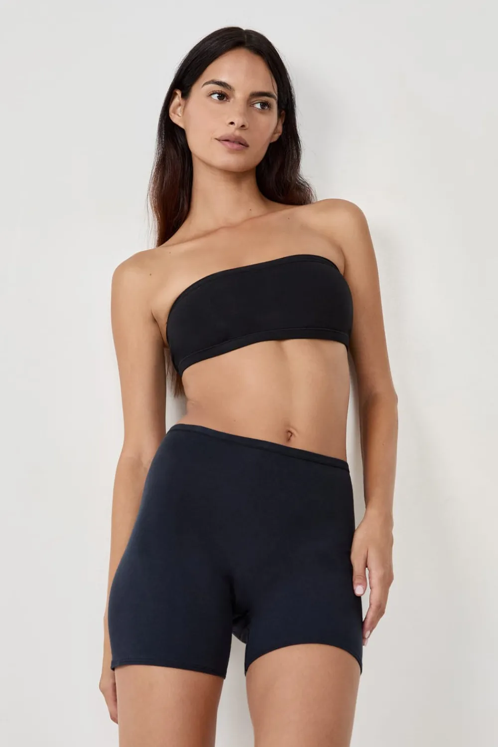 Outlet ETAM Pantalón corto de ciclismo de algodón orgánico elástico NEGRO