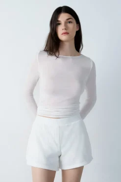 Outlet ETAM Pantalón corto de forro polar granulado CRUDO