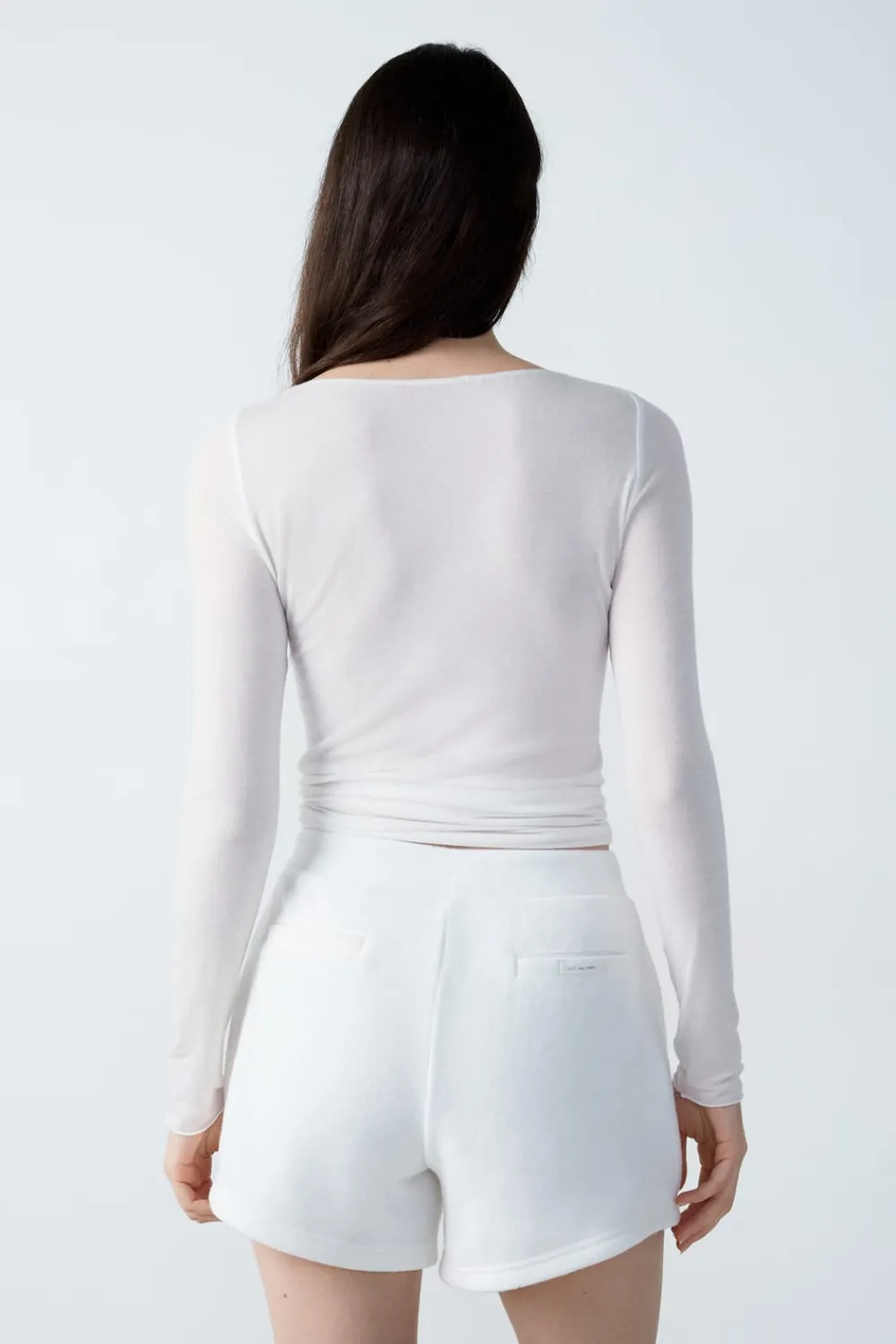 Outlet ETAM Pantalón corto de forro polar granulado CRUDO