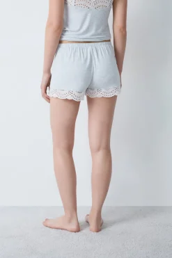 Hot ETAM Pantalón corto de modal con detalle de encaje GRIS CLARO