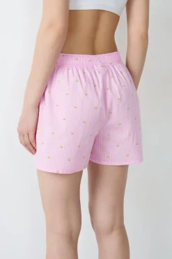 New ETAM Pantalón corto de pijama a rayas de algodón Smiley®ORIGINALS ROSA
