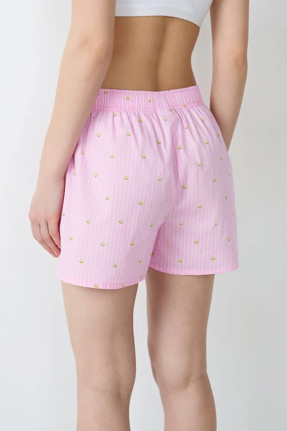 New ETAM Pantalón corto de pijama a rayas de algodón Smiley®ORIGINALS ROSA