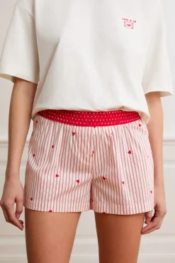 Clearance ETAM Pantalón corto de pijama a rayas y corazones con algodón IMP FD BLANCO