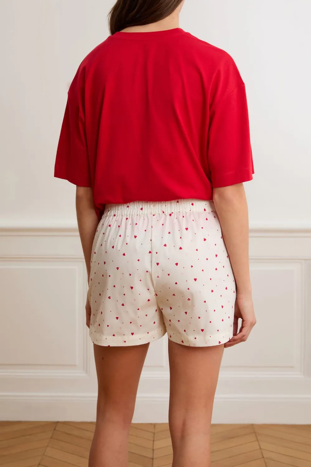 Outlet ETAM Pantalón corto de pijama con estampado de corazones y algodón IMP FD crudo