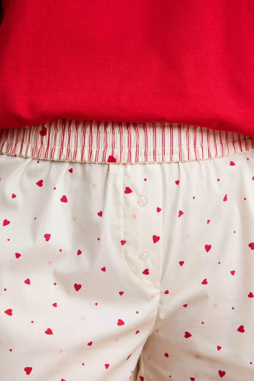 Outlet ETAM Pantalón corto de pijama con estampado de corazones y algodón IMP FD crudo