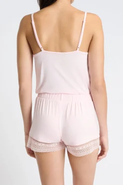 Outlet ETAM Pantalón corto de pijama con detalle de encaje ROSA CLARO