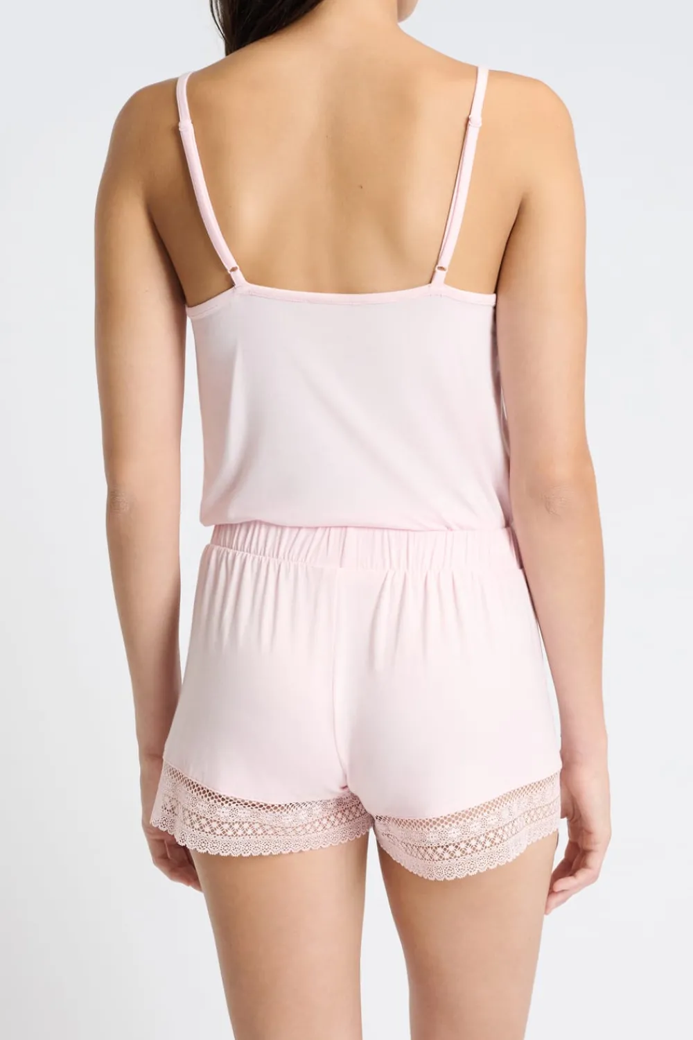 Outlet ETAM Pantalón corto de pijama con detalle de encaje ROSA CLARO