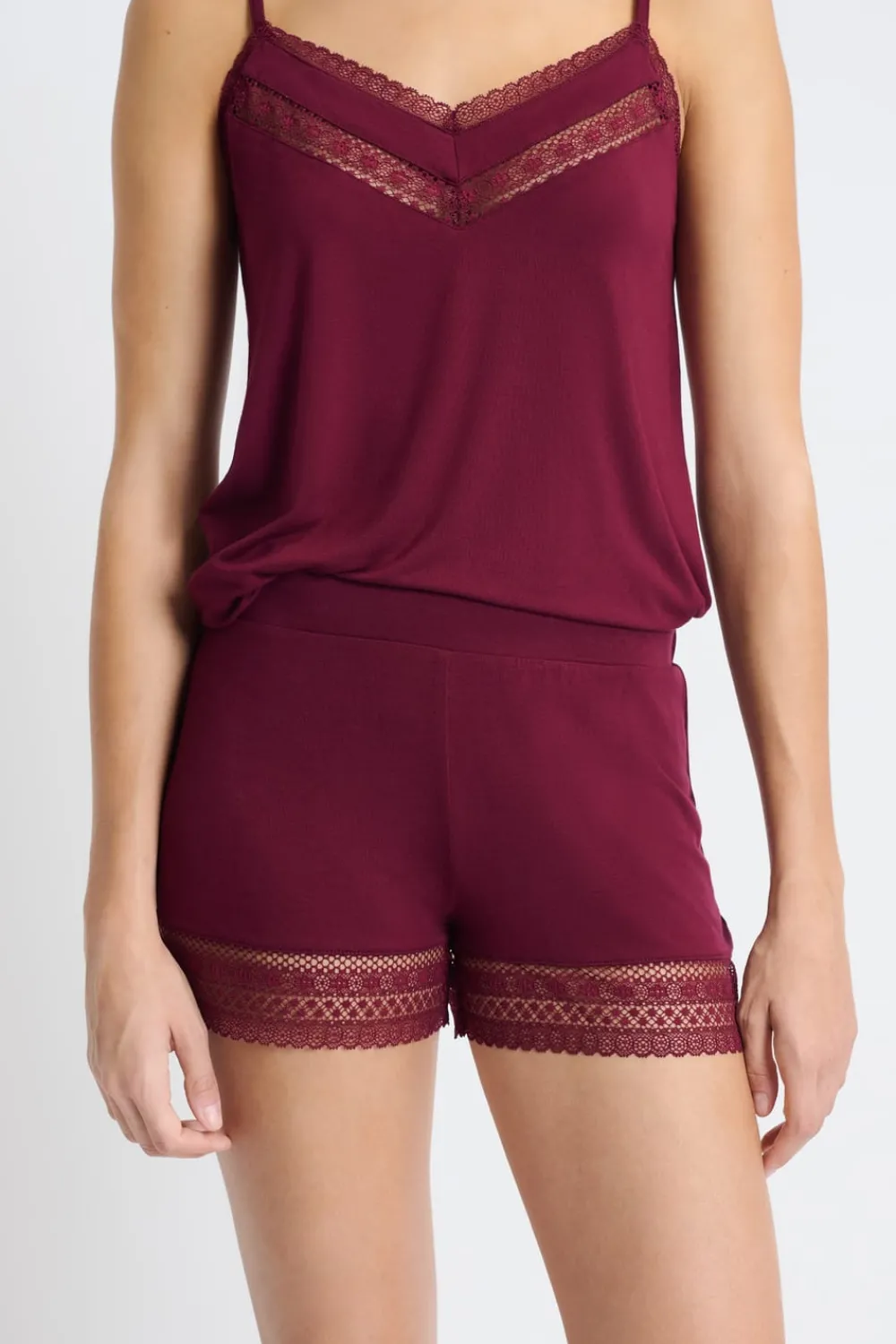 Clearance ETAM Pantalón corto de pijama con detalle de encaje VIOLETA