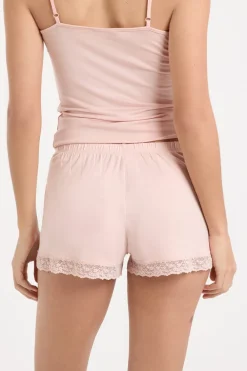 Sale ETAM Pantalón corto de pijama con detalles de encaje ROSA EMPOLVADO