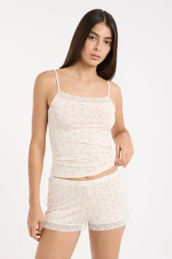 ETAM Pantalón corto de pijama con detalles de encaje ROSA