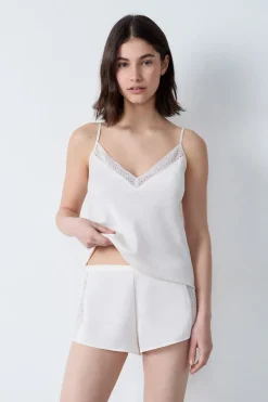 Outlet ETAM Pantalón corto de pijama de satén CRUDO