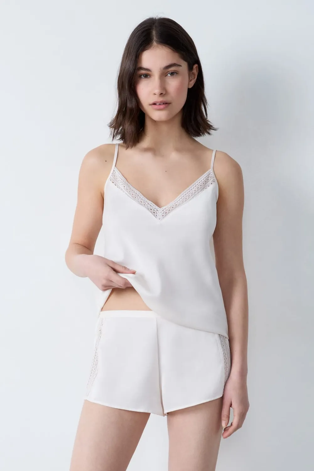 Outlet ETAM Pantalón corto de pijama de satén CRUDO
