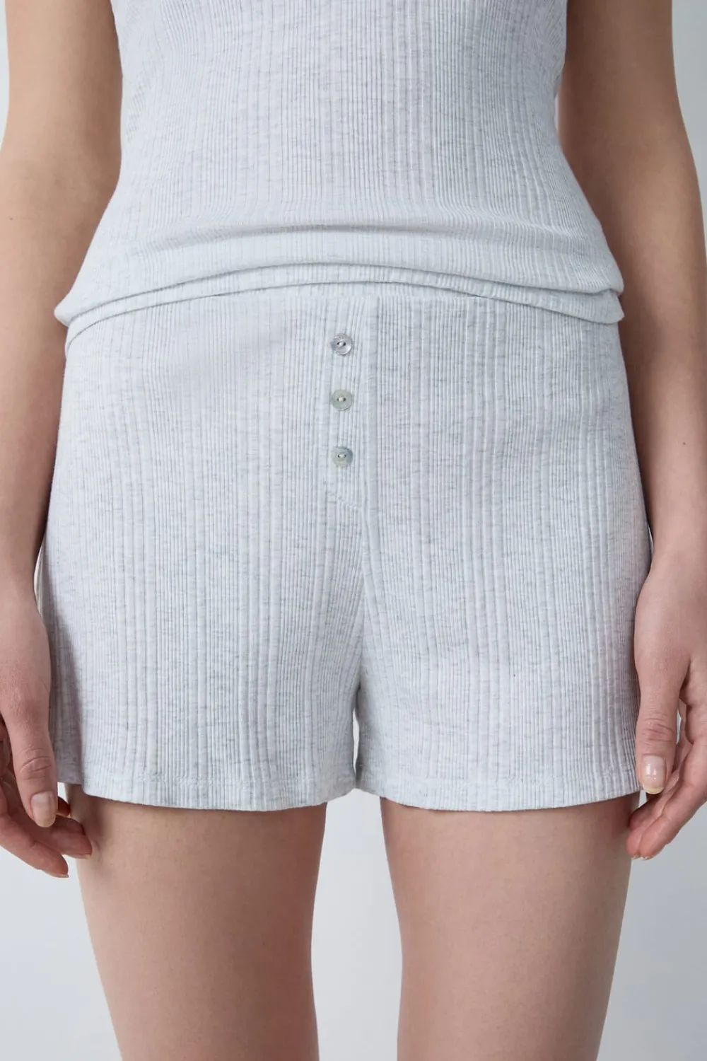 Outlet ETAM Pantalón corto de pijama de algodón acanalado GRIS
